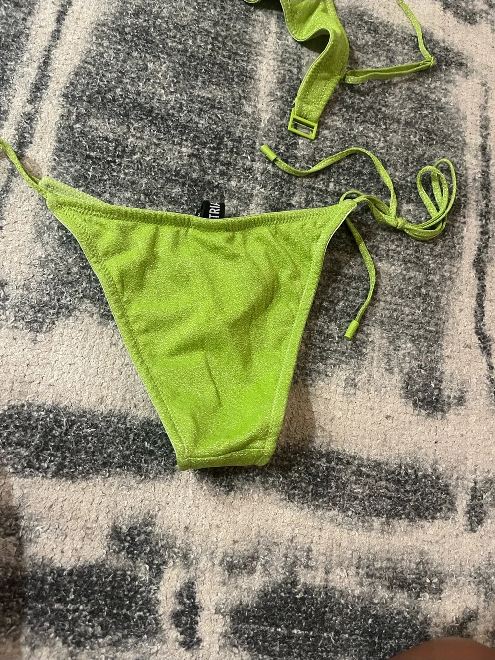 triangl swimwear Lime Green Shimmer Bikini Set in color palm